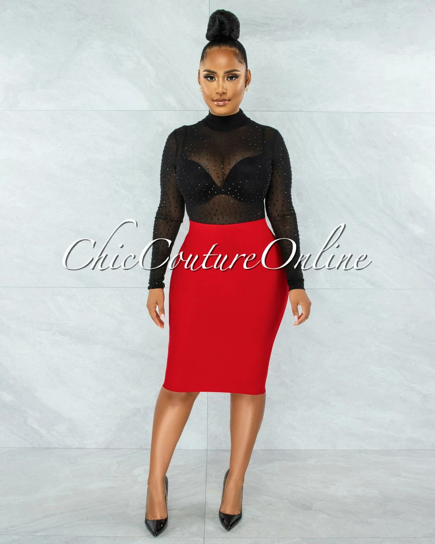 Vendor-unknown Joseph Red Elastic Bandage Skirt JUST IN