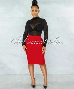Vendor-unknown Joseph Red Elastic Bandage Skirt JUST IN