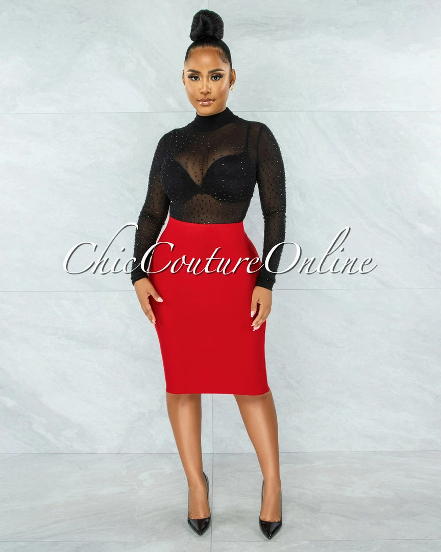 Vendor-unknown Joseph Red Elastic Bandage Skirt JUST IN
