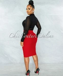 Vendor-unknown Joseph Red Elastic Bandage Skirt JUST IN