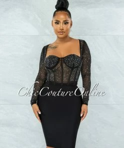 Vendor-unknown Joseph Jet Black Elastic Bandage Skirt