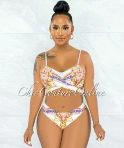 Vendor-unknown Bentley Nude Multi Print Pareo Three Piece Set Swimsuit