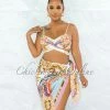 Vendor-unknown Bentley Nude Multi Print Pareo Three Piece Set Swimsuit