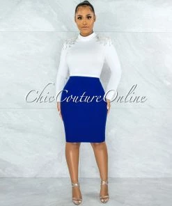 Vendor-unknown Waleria Off-White Rhinestone Embellishment Crop Top JUST IN