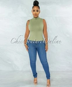 Vendor-unknown Conrado Sage Ribbed Mock Neckline Top JUST IN