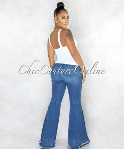 Vendor-unknown Tarina White V-Neckline Ribbed Top