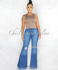 Vendor-unknown JUST IN Grossa Brown Back Racer Ribbed Crop Top