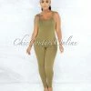 Vendor-unknown JUST IN Eliam Olive Green Seamless Body-Con Jumpsuit