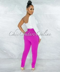 Vendor-unknown JUST IN Danna Magenta High-Waist Belt Pants