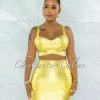Vendor-unknown JUST IN Chica Yellow Silver Foil Bandage Two Piece Set