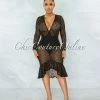 Chic Couture Online JUST IN Zadie Black Gold Glitter Accent Sheer Dress