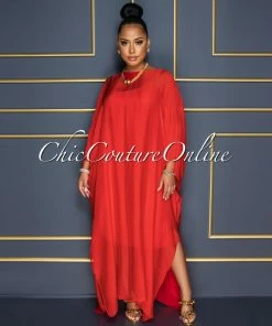 Vendor-unknown Finian Red Sheer Cover-Up W Tank Maxi Dress