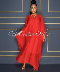 Vendor-unknown Finian Red Sheer Cover-Up W Tank Maxi Dress