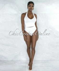 Vendor-unknown Dahy White Ribbed Undergarment Two-Piece Set