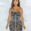 Vendor-unknown JUST IN Peron Black Mesh Silver Studs Mini Dress