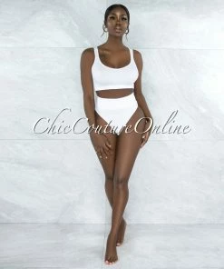 Vendor-unknown Beatha White Ribbed Undergarment Two-Piece Set JUST IN
