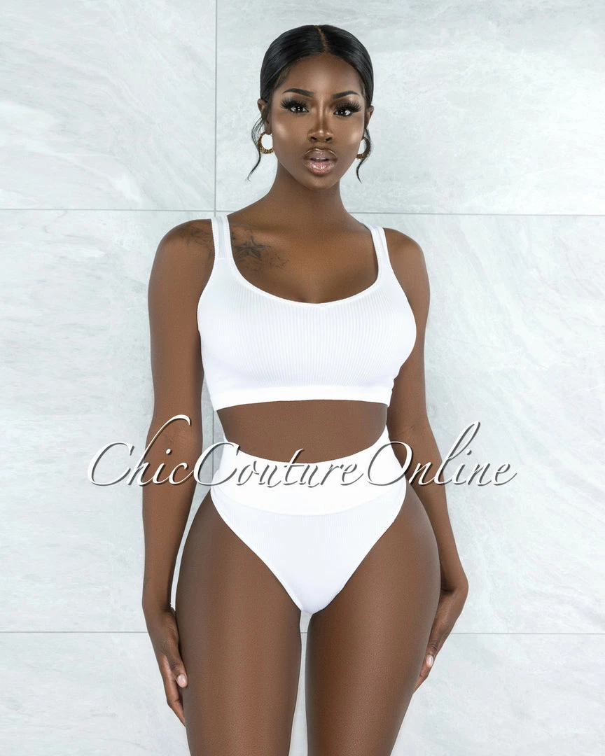 Vendor-unknown Beatha White Ribbed Undergarment Two-Piece Set JUST IN