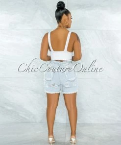 Vendor-unknown Luberda Light Denim High Waist Destroyed Shorts