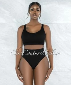 Vendor-unknown Beatha Black Ribbed Undergarment Two-Piece Set JUST IN