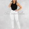 Vendor-unknown Kenya White Denim Cut-Out Knees Jeans JUST IN