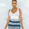 Vendor-unknown JUST IN Melinda Blue Denim Waistbands Mini Skirt