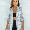 Vendor-unknown Gambie Grey Snake Print Boyfriend Long Blazer JUST IN
