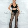 Vendor-unknown Egesa Black Crochet Cover-Up Fishnet Set SWIM