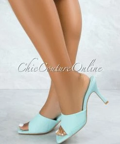 Vendor-unknown Rolex Baby Blue Quilted Upper Square Toe Heels
