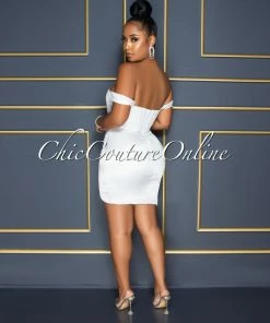 Vendor-unknown Oliver Off-White Sequins Satin Drape Corset Dress