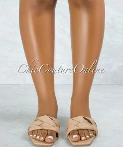 Vendor-unknown Deja Nude Braided Upper Slides SHOES