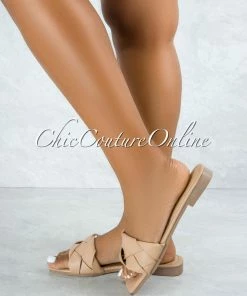 Vendor-unknown Deja Nude Braided Upper Slides SHOES