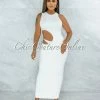 Vendor-unknown Jubilee Off-White Double Lined Cut-Out Side Maxi Dress JUST IN