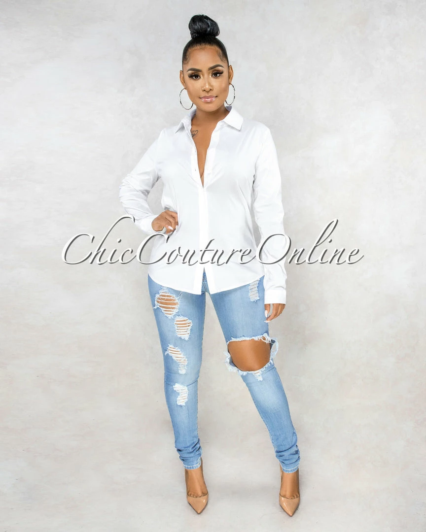 Vendor-unknown Evinna Light Wash Destroyed Denim Mid Waist Jeans