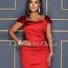 Chic Couture Online CELEBRITY CO Francine Red Satin Mini Dress