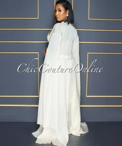 Vendor-unknown CELEBRITY CO Gaszi Champagne Gold Shimmer Wide Sleeves Luxe Duster