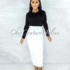 Vendor-unknown Doneva Off-White Double Lined Pencil Maxi Skirt