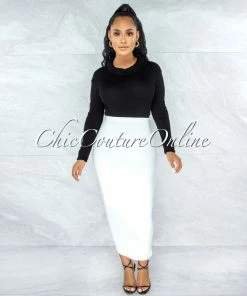 Vendor-unknown Doneva Off-White Double Lined Pencil Maxi Skirt