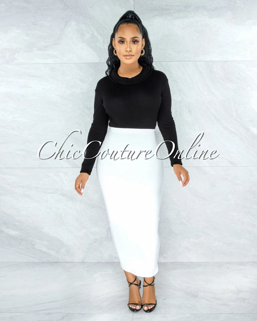 Vendor-unknown Doneva Off-White Double Lined Pencil Maxi Skirt