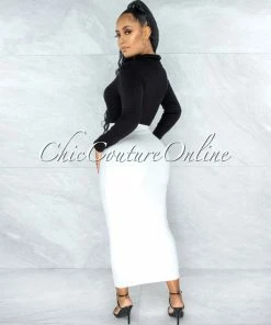 Vendor-unknown Doneva Off-White Double Lined Pencil Maxi Skirt