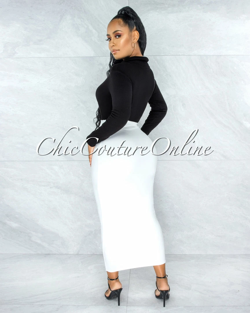 Vendor-unknown Doneva Off-White Double Lined Pencil Maxi Skirt