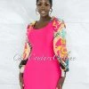 Vendor-unknown Poetry Hot Pink Multi-Color Print Sleeves Bandage Dress JUST IN