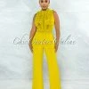 Vendor-unknown Firth Lime Yellow Crochet See-Through Top Jumpsuit JUST IN
