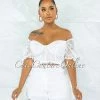Vendor-unknown Olney White Lace Top & Belted Satin Shorts Set