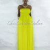 Vendor-unknown Perona Lime Smocked Top Wide Jumpsuit JUST IN