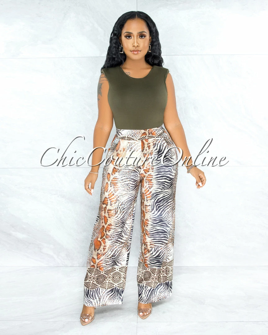 Vendor-unknown Apria Olive Green Padded Shoulders Bodysuit JUST IN