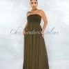 Vendor-unknown Perona Olive Green Smocked Top Jumpsuit