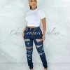 Vendor-unknown Mediana Dark Denim High-Waist Distressed Skinny Jeans JUST IN