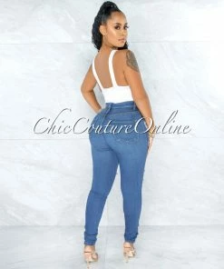 Vendor-unknown Alfreda Medium Denim High-Waist Distressed Skinny Jeans