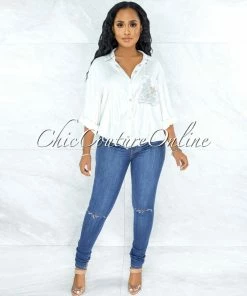 Vendor-unknown Connery Medium Blue Denim Cut-Out Knees Jeans JUST IN