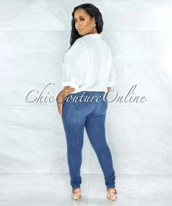 Vendor-unknown Connery Medium Blue Denim Cut-Out Knees Jeans JUST IN